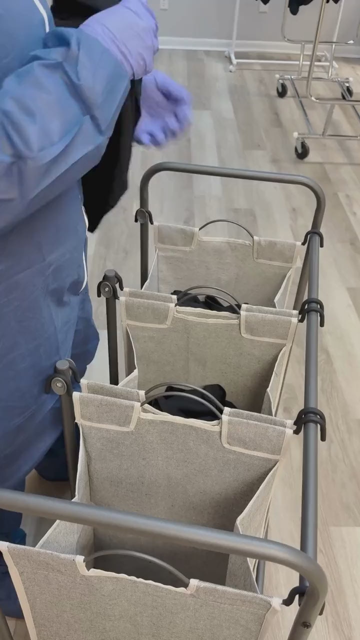 Her Bloom orders being processed and laundered before packing